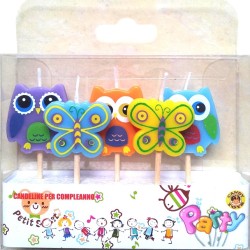 Candeline gufi e farfalle 5 pz. in  pvc                               30/12